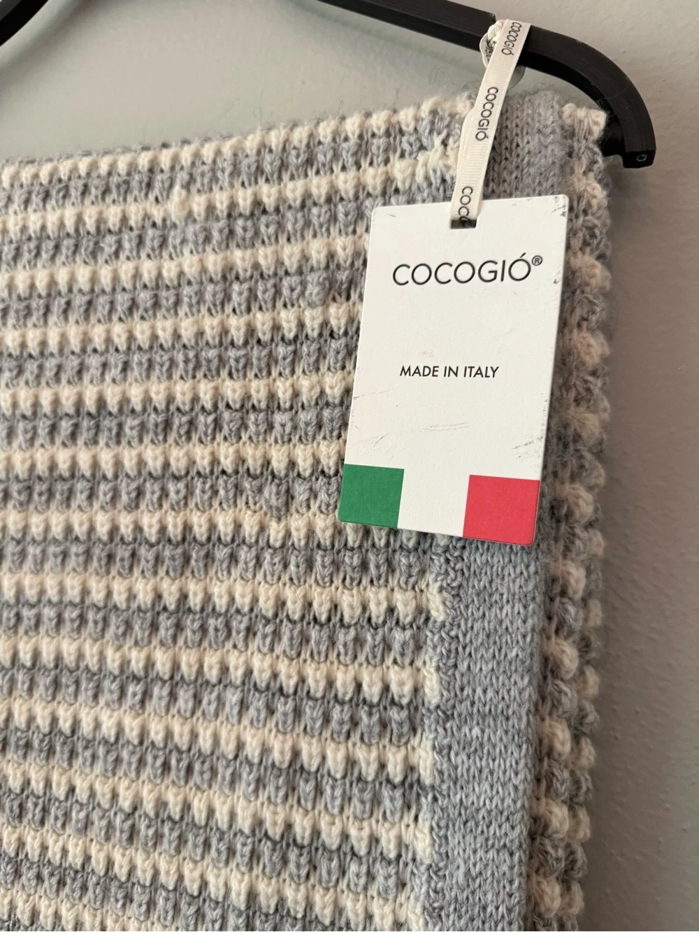 COCOGIO Gray, blue, & White Knit Throw Blanket